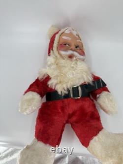 Vintage 1940s Rubber Face Santa Claus Scary OriginalBelt Red/White Suit 17x9