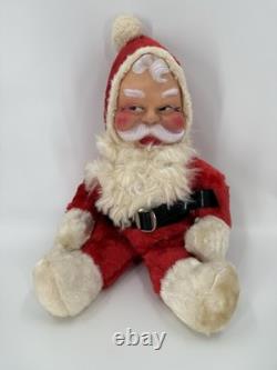 Vintage 1940s Rubber Face Santa Claus Scary OriginalBelt Red/White Suit 17x9