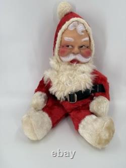 Vintage 1940s Rubber Face Santa Claus Scary OriginalBelt Red/White Suit 17x9