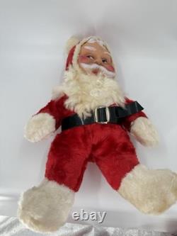 Vintage 1940s Rubber Face Santa Claus Scary OriginalBelt Red/White Suit 17x9