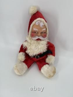 Vintage 1940s Rubber Face Santa Claus Scary OriginalBelt Red/White Suit 17x9
