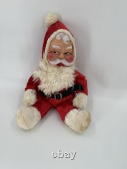Vintage 1940s Rubber Face Santa Claus Scary OriginalBelt Red/White Suit 17x9