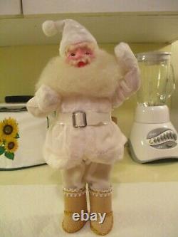 Vintage 1950's Harold Gale Christmas Santa Claus 16 Doll In White Velvet Suit