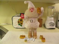 Vintage 1950's Harold Gale Christmas Santa Claus 16 Doll In White Velvet Suit