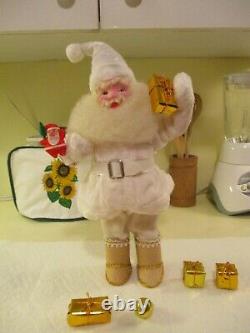 Vintage 1950's Harold Gale Christmas Santa Claus 16 Doll In White Velvet Suit