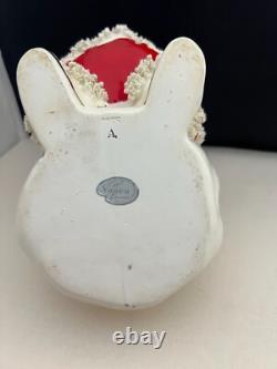 Vintage 1950's Napco Spaghetti Trim Santa Claus candy bowl withorig mfg sticker