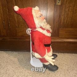 Vintage 1950's Rubber Face Santa Claus Plush Christmas Figure 24 tall with stand