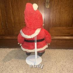 Vintage 1950's Rubber Face Santa Claus Plush Christmas Figure 24 tall with stand