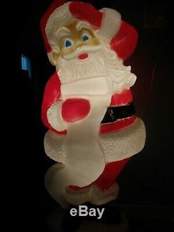 Vintage 1950s 1960s BECO Santa Claus Lighted Christmas Blow Mold 45 Tall