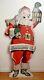 Vintage 1950s 6' Plywood Santa Claus With Lantern Original & Overall Excellent