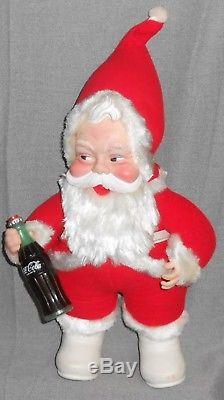 Vintage 1950s-60s THE RUSHTON CO Plush Santa Claus withRubber Face COKE BOTTLE