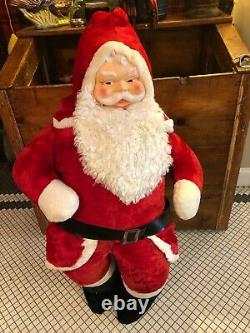 Vintage 1950s MCM Large Stuffed Plush Santa Claus 51 Tall