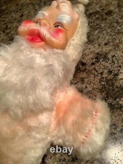 Vintage 1950s Plush Santa Claus With Rubber Face Rare Pink