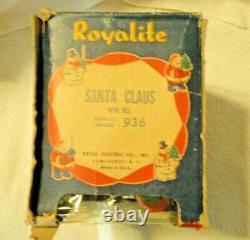 Vintage 1950s Royalite Light Up Santa Claus With Christmas Tree Figure with Box