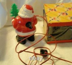 Vintage 1950s Royalite Light Up Santa Claus With Christmas Tree Figure with Box