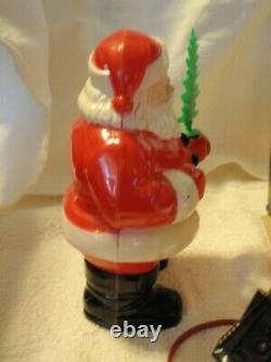 Vintage 1950s Royalite Light Up Santa Claus With Christmas Tree Figure with Box