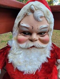Vintage 1950s Rushton Rubber Face Santa Claus 24 Plush Stuffed Doll Christmas