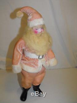 Vintage 1960's 15 Harold Gale Pink Velvet Santa Claus Figure Doll Plush