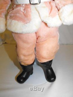 Vintage 1960's 15 Harold Gale Pink Velvet Santa Claus Figure Doll Plush