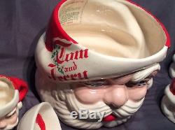 Vintage 1960's Holt Howard MCM 8 Winking Santa Claus Cups & Punch Bowl + Ladle