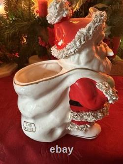 Vintage 1961 Inarco Napco Santa Claus withSack & Bell Ceramic Spaghetti Trim MCM