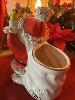 Vintage 1961 Inarco Napco Santa Claus withSack & Bell Ceramic Spaghetti Trim MCM