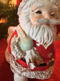 Vintage 1961 Inarco Napco Santa Claus withSack & Bell Ceramic Spaghetti Trim MCM