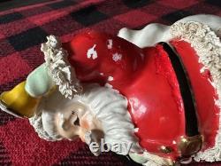 Vintage 1961 Inarco Napco Santa Claus withSack & Bell Ceramic Spaghetti Trim MCM