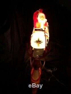 Vintage 1970 Empire LARGE Santa Claus in Sleigh 1 Reindeer LIGHT UP Blow Mold