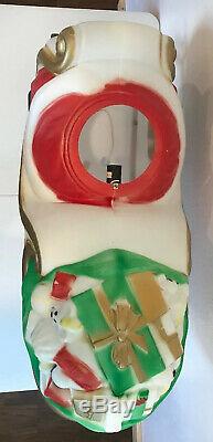 Vintage 1970 Empire Large Santa Claus in Sleigh Sled Christmas Blow Mold 37x39