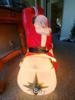 Vintage 1970 Empire Large Santa Claus in his Sleigh Christmas Blow Mold 37x39
