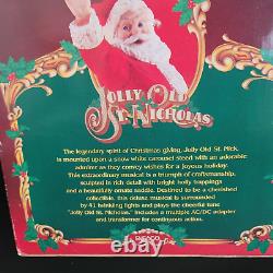 Vintage 1988 ENESCO Musical Animated Lighted Display JOLLY OLD ST NICHOLAS & Box