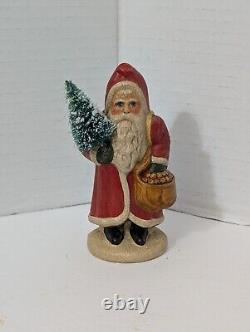 Vintage 1999 Vaillancourt Folk Art Chalkware Small Red Father Christmas Figure