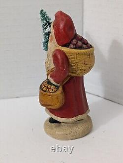 Vintage 1999 Vaillancourt Folk Art Chalkware Small Red Father Christmas Figure