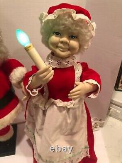 Vintage 24 Tall Santa & Mrs Claus Motionettes Animated Candle Wood Base