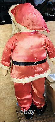 Vintage 25 cloth face Santa Claus Old 1940s Store Display Wood Feet Awesome