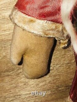 Vintage 25 cloth face Santa Claus Old 1940s Store Display Wood Feet Awesome