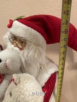 Vintage 3 ft Santa Claus With Presents and Three Stuffed Bears Figure