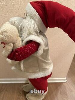 Vintage 3 ft Santa Claus With Presents and Three Stuffed Bears Figure