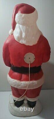 Vintage 42 Inch Tall Plastic Blow Mold Lighted Santa Claus Stocking by Empire