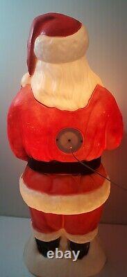 Vintage 42 Inch Tall Plastic Blow Mold Lighted Santa Claus Stocking by Empire