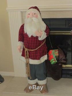 Vintage 42 Store Display Primitive Santa Claus with Paper Mache Head & Hands