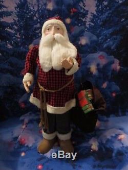 Vintage 42 Store Display Primitive Santa Claus with Paper Mache Head & Hands