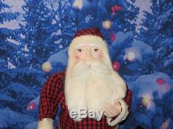 Vintage 42 Store Display Primitive Santa Claus with Paper Mache Head & Hands