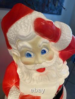 Vintage 44 Christmas Santa Claus Blow Mold Lighted With List Yard Decorations