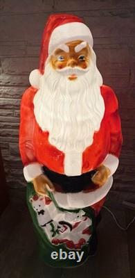 Vintage 46 Empire Santa Claus Blow Mold Light Plastic Yard Decororation Works
