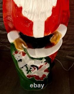 Vintage 46 Empire Santa Claus Blow Mold Light Plastic Yard Decororation Works