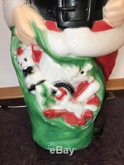 Vintage 46 tall Empire Blow Mold Santa With Bag of Toys 1968 1960's Light Works