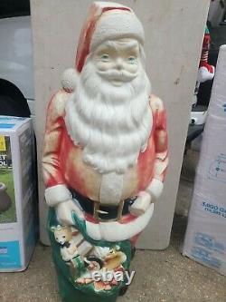 Vintage 48 Empire Blow Mold Santa With Bag Of Toys With Light Cord