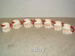 Vintage 50's Santa Claus Punch Bowl Ladle and 7 Cups Handpainted